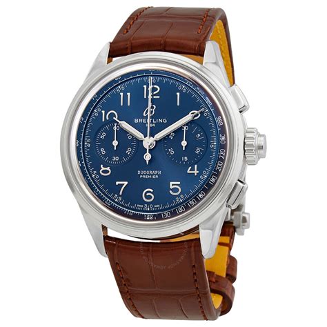 Breitling Premier B15 Duograph Chronograph Hand Wind Blue .